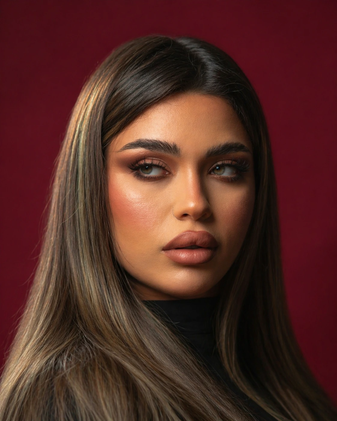 Close crop portrait showing refined skin and brow detail